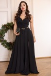 Sukienka ELIZABETH maxi na cienkich ramiączkach czarna