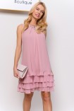 Sukienka ILLONE mini z falbanami różowa
