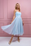 Sukienka PRINCESS midi tiulowa z brokatem niebieska