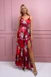 Sukienka PARIS maxi w kwiaty czerwona