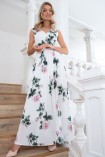 Sukienka IZABELLA maxi w kwiaty biała