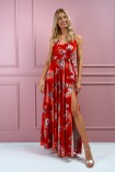 Sukienka PARIS maxi w kwiaty czerwona