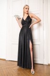 Sukienka NICOLA maxi na cienkich ramiączkach czarna