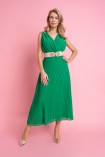 Sukienka KAREN midi z plisowana zielona