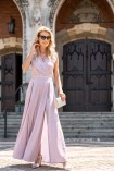 Sukienka AGNESS maxi na szerokich ramiączkach różowa
