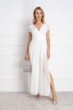 Sukienka AMANDA maxi z krótkim rękawem biała