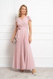 Sukienka JOANNA maxi plisowana z brokatem różowa