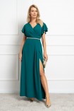 Sukienka FLAVIA maxi z motylkowym rękawem zielona