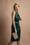 Sukienka IRIS midi asymetryczna satynowa zielona