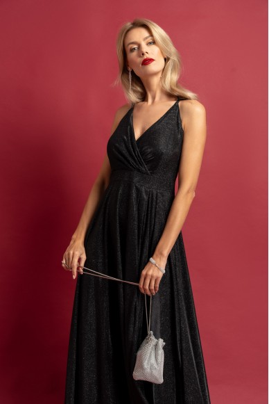 Sukienka NICOLA maxi na cienkich ramiączkach czarna