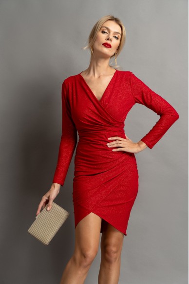 Sukienka SIMONA mini brokatowa czerwona