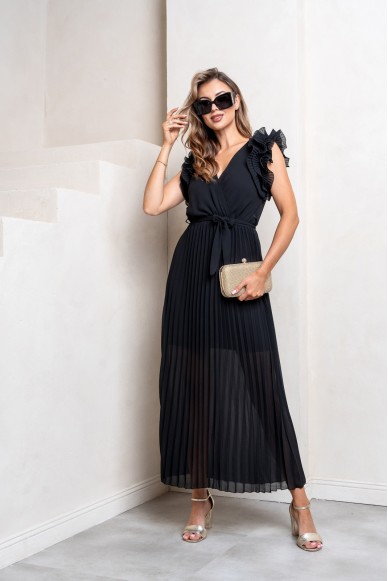 Sukienka MOLLY maxi plisowana czarna