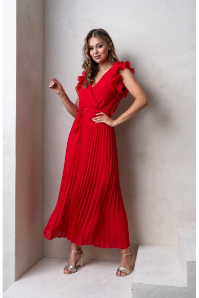 Sukienka MOLLY maxi plisowana czerwona