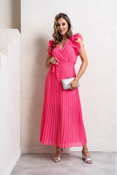 Sukienka MOLLY maxi plisowana różowa