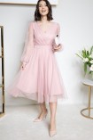 Sukienka EDITTE tiulowa z rękawem powder pink
