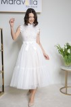 Sukienka AURORA midi z falbaną white