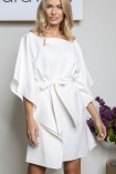 Sukienka LA DIVA oversize z paskiem biała