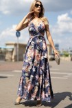 Sukienka HILTON maxi w kwiaty granatowa