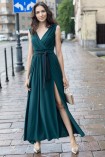 Sukienka SALMA maxi z rozcięciem zielona