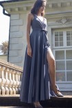 Sukienka ELIZABETH maxi na cienkich ramiączkach z brokatem grafitowa