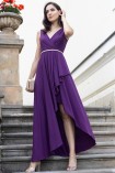 Sukienka ISABELLE maxi asymetryczna z brokatem fioletowa