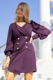 Sukienka MIYA mini z bufiastym rękawem fioletowa