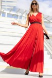 Sukienka SALMA maxi z brokatem czerwona