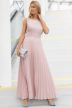 Sukienka JOANNA maxi plisowana z brokatem różowa