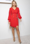 Sukienka MIYA mini z bufiastym rękawem czerwona