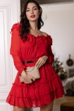 Sukienka ALINE mini z falbanami one size czerwona